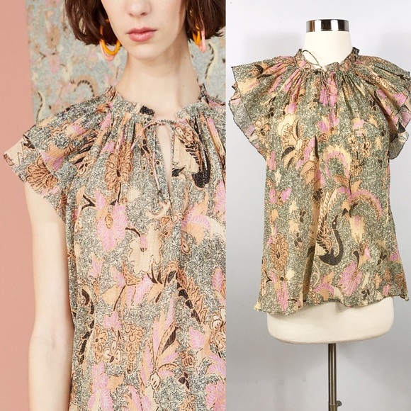 Ulla Johnson Tops - NWT✨ULLA JOHNSON Ida Ivory Ruffled Printed Top 4